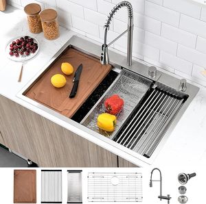 Aço inoxidável pia da cozinha com torneira cachoeira única tigela Handmade <span class=keywords><strong>Sink</strong></span> Smart Kitchen <span class=keywords><strong>Sink</strong></span> Workstation - Product Image 2