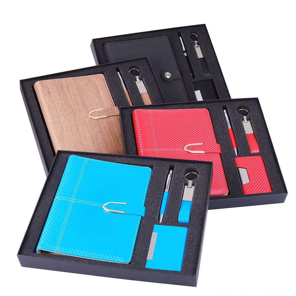 A5 A6 Custom logo ballpoint pen keychain USB drive Business card holder Notebook box gift set