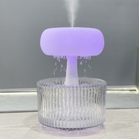 Décor à la maison 3 en 1 diffuseur d'arôme sept couleurs lumière veilleuse goutte à goutte d'eau bois et blanc usb champignon pluie nuage humidificateur