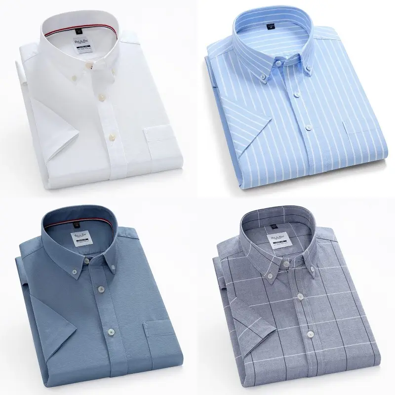 High-end short-sleeved shirt men's 2023 new summer Korean version of business casual men's top ice silk striped shirt