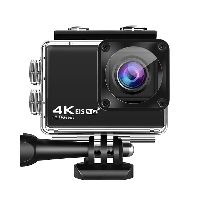 กล้องถ่ายภาพกีฬา20MP 4K 60fps WiFi กล้องถ่ายวีดีโอขนาดเล็กถ่ายใต้น้ำ Vlogging เคสกันน้ำ30M พร้อมรีโมทคอนโทรล EIS