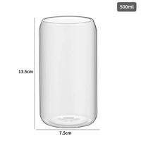 Gobelet en verre borosilicate transparent de 16 oz avec couvercle en bambou pour jus, soda, boisson, gobelet à boire Mason