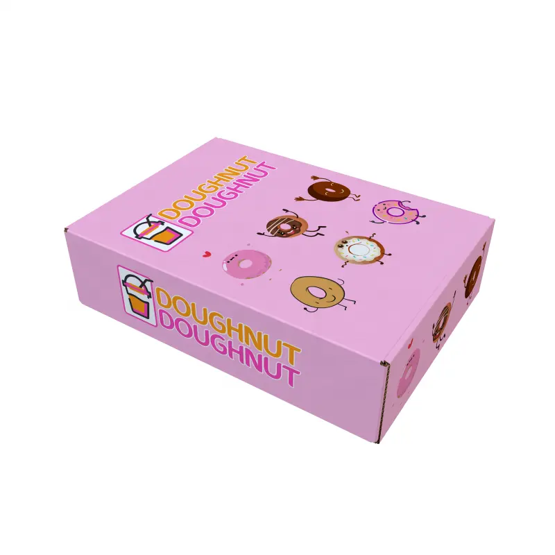 Caja rosa con impresión de logotipo personalizado al por mayor, caja de regalo para galletas y pasteles de panadería, caja de embalaje para galletas de comida