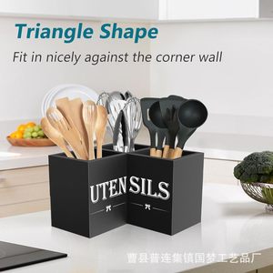 Organiseurs de cuisine, boîte de rangement pour ustensiles en bois, organisateur de couverts multifonctionnel pour comptoir, profondeur 8-11,9 pouces - Product Image 2