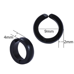 Stainless Steel High Polished Color Plated Hip Hop Small Cambered Surface Hinged None Piercing Round Huggie Hoop <strong>Earrings</strong> <strong>Cuff</strong> - Product Image 3