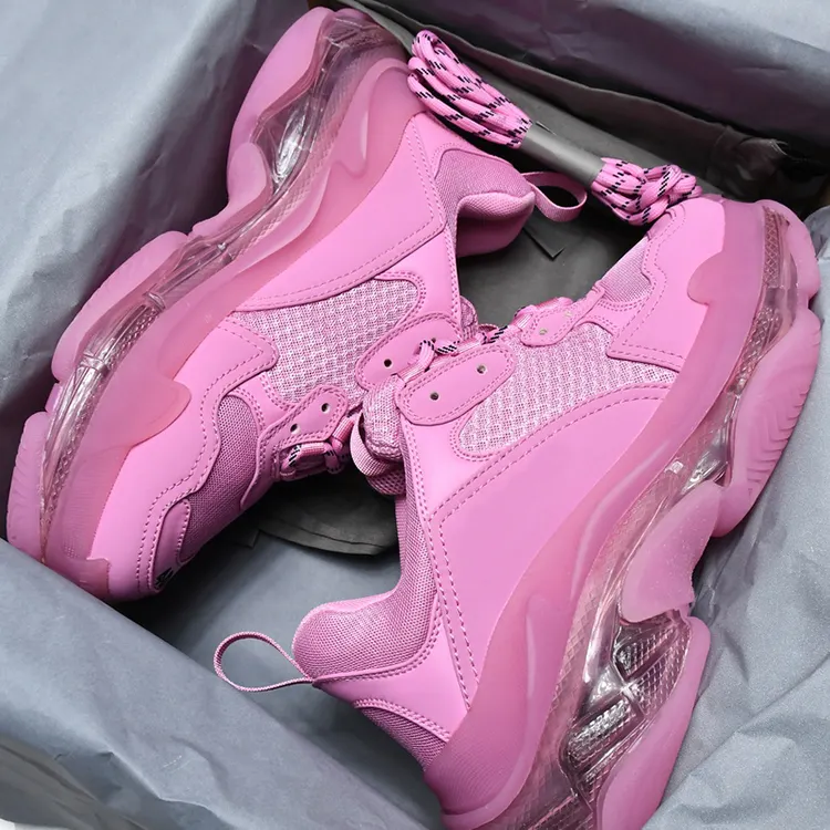 Brand Luxury Sneakers Balanciaga Triple S Shoes Clear Sole High Platform Pink Black White Women Men's Sneakers Balanciaga