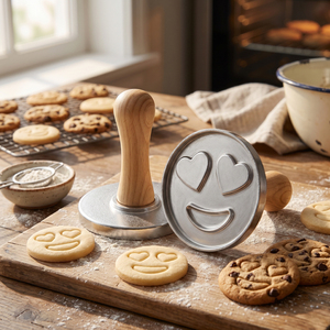 6 pièces rond en aluminium Biscuit Fondant Cookie Press Stamp moule, Cookie Fondant Embosser Stamper avec <span class=keywords><strong>emporte</strong></span>-pièce - Product Image 2