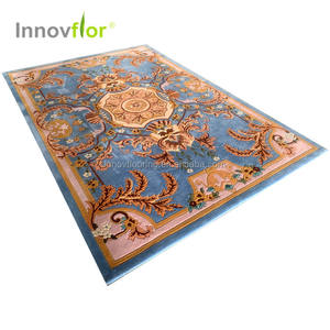 Tapis de salon écologique fait à la Machine, populaire et personnalisé, imprimés à fleurs bleues, pour le salon, importé du Pakistan - Product Image 2