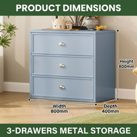 Armoire de salon et de chambre à coucher en acier moderne avec un design écologique Rangement de grande capacité 3 tiroirs et étagères