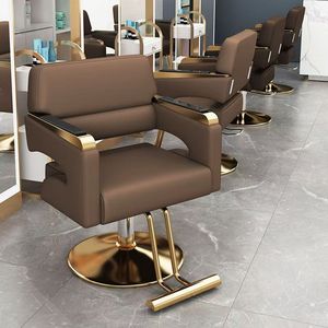 Sillón de Barbería Comercial Moderno de Acero Inoxidable con Elevador de Pies, Modelo 0924, en Cuero PU - Product Image 1