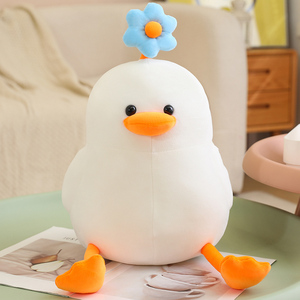 Nuovo Arrivo: Peluche a Forma di Anatra con Fiore, Giocattolo Morbido, Miglior Regalo, Kawaii Pupazzo di Anatra con Piccolo Fiore - Product Image 3