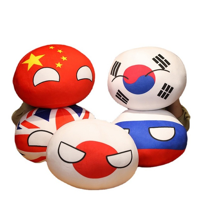 ASET Countryball Poupée en Peluche Animé Polandball Peluche Boule Jouets en Peluche Courte Mini Oreiller Porte-clés Pendentif Cadeau 10-40cm (10, 10cm