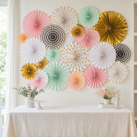 Ensemble de 6 éventails en papier rond à suspendre pour mariage, anniversaire, Thanksgiving, décoration murale