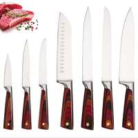 Nouveau design ensemble de couteaux de chef de cuisine en acier inoxydable de haute qualité avec manche en bois Pakka forgé