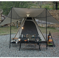 Table pliante d'extérieur en alliage d'aluminium, table de camping portable avec étagère de rangement, table combinée réglable en hauteur pour brûleur