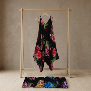 Vestido Maxi con Estampado Floral, Tejido Ecológico, Cuello en V, Sin Mangas, Estilo Boho, Dobladillo Asimétrico, Corte Holgado, Verano, Rayón - Product Image 2