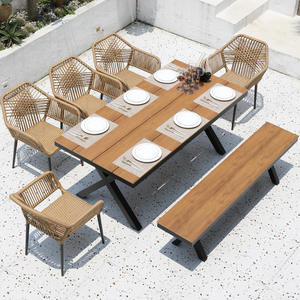 Tables et chaises en rotin d'extérieur modernes et imperméables - Meubles d'extérieur pour jardin, villa, cour, terrasse et balcon - Product Image 4