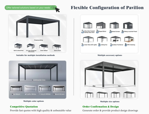 Gazebo de Aluminio Impermeable para Todo Clima con Estructura Resistente, Pérgola Moderna para Spa al Aire Libre y Zonas Cálidas Jk3-29 1. Premium 6063 - Product Image 6