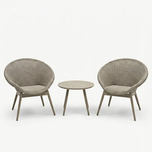 Conjunto de 3 Piezas de Muebles de Jardín para Balcón, de Mimbre Sintético Resistente a la Intemperie, con Estructura de Aluminio, Estilo OVNI - Product Image 1