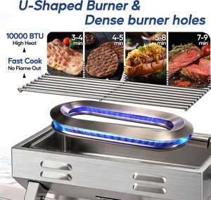 Barbecues à gaz sans fumée en acier inoxydable à chauffage rapide avec commande par bouton pour cuisines extérieures à haute efficacité - Product Image 2