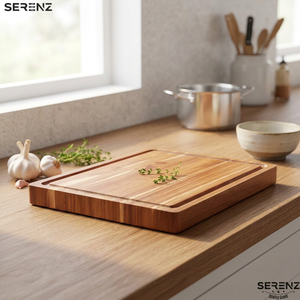 Grande planche à découper rectangulaire en noyer noir avec rainures pour le jus, compatible lave-vaisselle, pour la préparation des repas en cuisine, le service des aliments en extérieur et la découpe. - Product Image 5