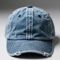 Gorra de Béisbol Personalizada de 6 Paneles, 100% Algodón Denim, Cierre Trasero Ajustable, Opciones de Logotipo Grabado/Impreso, Estilo Retro Vintage