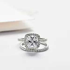 Moissanite anel de prata, joias de 14k puras, ouro branco 2.5 ct real s925, mercado de anel de prata esterlina, diamante, anéis de casamento para mulheres