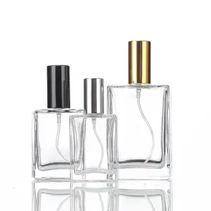 Boş 30ML 50ML 100ML dikdörtgen cam parfüm şişesi lüks kare cam sprey şişesi parfüm yağı