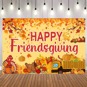 5*3 pies amarillo feliz Acción de Gracias temática Banner telones de fondo pollito calabaza hoja de arce impreso otoño decoraciones para fiesta de Acción de Gracias - Product Image 3