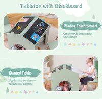 Table et chaises créatives en forme de maison pour tout-petits, ensemble de table d'activités en bois avec tableaux noirs pour enfants, best-seller