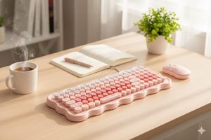 Clavier et souris sans fil ergonomiques ultra-minces 2,4 G à 102 touches, colorés, pour le bureau, la maison, les jeux, périphériques informatiques - Product Image 2