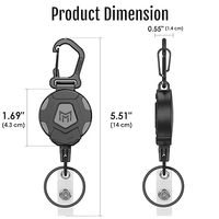 Portacredenciales Retráctil de Alta Resistencia con Cordón de Dyneema Fuerte para Tarjetas de Identificación, Llaves y Tarjetas de Nombre