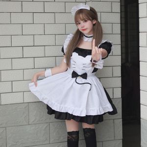 Japanese Style Black White Cat Maid Outfit Embroidered Uniform Cosplay Dress Plus Size Lolita Cute Costume For Anime Role Play - Product Image 3