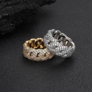 Bague Moissanite Cuban Link Gonflée 10mm en Argent 925 Plaqué Or PVD Entièrement Incrustée, Style Hip Hop, Testeur de Diamant B2B, pour Hommes - Vente en Gros - Product Image 2