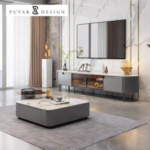 Modern Living Room <strong>TV</strong> Cabinet Furniture Square Rock <strong>Tray</strong> Tea Table High-end Gray Wooden <strong>TV</strong> Cabinet - Product Image 3