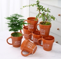 Pot de plante en céramique, logo personnalisé, pot à succulentes en forme de tasse créative pour la décoration intérieure
