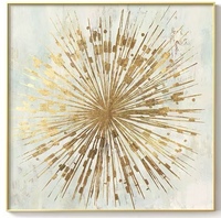 Peintures décoratives de luxe minimalistes modernes de 100X100CM-Tenture murale abstraite de hall d'entrée simple et dorée pour l'entrée