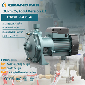 Pompe à eau centrifuge commerciale GRANDFAR multi-étages 1,5 kW 2 CV 58 m 140 L/min à haute pression en fonte 2CPm25/160B Version K2 - Product Image 1