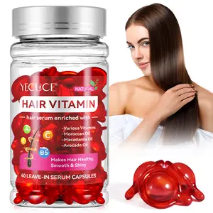 Yecuce phục hồi mịn axit béo sáng bóng Ma-rốc macadamia bơ tóc Vitamin A C E B5 dầu viên nang, tóc Vitamin viên nang