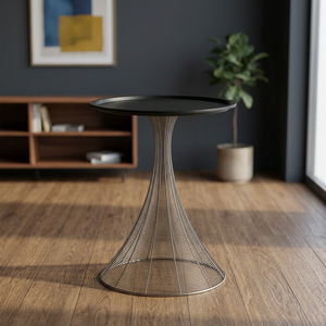 Table d'appoint Art Déco moderne avec base en fil de fer et plateau noir, modèle Sonnet Decor 2031, écologique et de haute qualité pour la décoration - Product Image 3