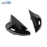 Coque de rétroviseur de voiture Noir brillant Aspect fibre de carbone Style corne Coque de rétroviseur pour Ford Fiesta MK7 2012-2016