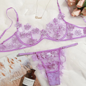 Yicheng Lingerie Sexy Transparente de Haute Qualité, Ensemble de Lingerie Érotique en Dentelle Florale Brodée, String, G-string, Lingerie Intime pour Femmes - Product Image 3