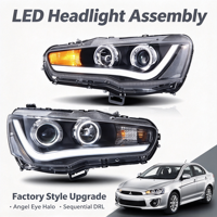 Unité de phare LED pour Mitsubishi Lancer EX 2008-2020, bande LED blanche intégrée, signal jaune, pièces automobiles, accessoires de voiture JDM