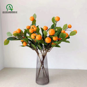 Branches de fruits oranges artificielles avec tige en plastique feuilles vertes Festival Restaurant modèle Vase maison fête Table bureau décor - Product Image 3