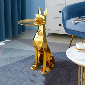 Bandeja de resina de perro <span class=keywords><strong>Doberman</strong></span> pintada a mano, escultura, estatua decorativa de Animal grande para el hogar, para sala de estar, centro de mesa, regalo - Product Image 3