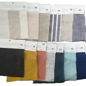 Wholesale Stock Linen Color Chart Set 170GSM 100% Pure Stone Washed French Linen Fabric Color Swatch