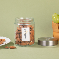 Pot de conservation alimentaire en verre borosilicate à large ouverture de 280 ml avec couvercle en acier inoxydable, conçu pour la fraîcheur des noix et des confitures