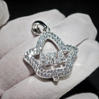 Hip Hop GRA glacé D couleur Moissanite 925 argent Sterling Pass diamant testeur lettre AKA tulipe fleur pendentif pour hommes femmes