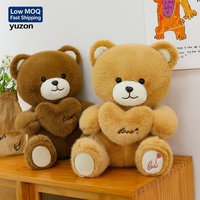 Vente en gros d'ours en peluche mignons et kawaii, en coton PP, avec cœur, différentes tailles, pour enfants, cadeau de la Saint-Valentin