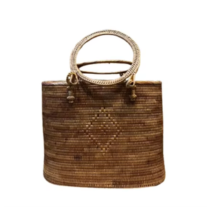 กระเป๋าหวายสานด้วยมือจาก Lombok ของแท้, กระเป๋าผ้าบาติกแบบผูกเชือกด้วยงานฝีมือเครื่องจักสานจากชาวอินโดนีเซีย - Product Image 2